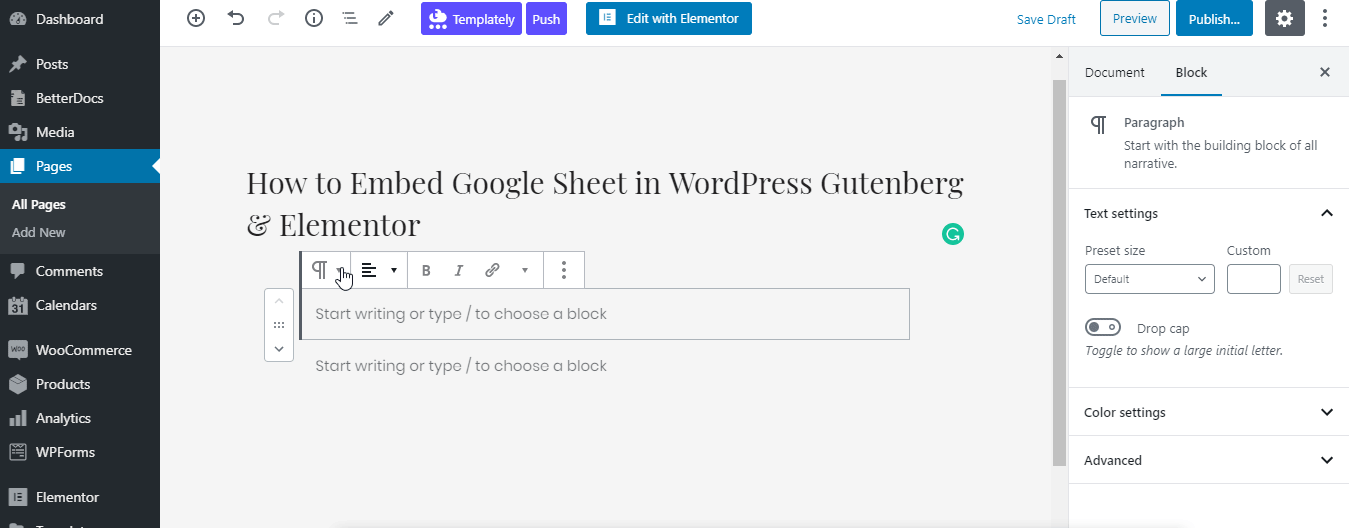 Embed Google Sheet in WordPress 